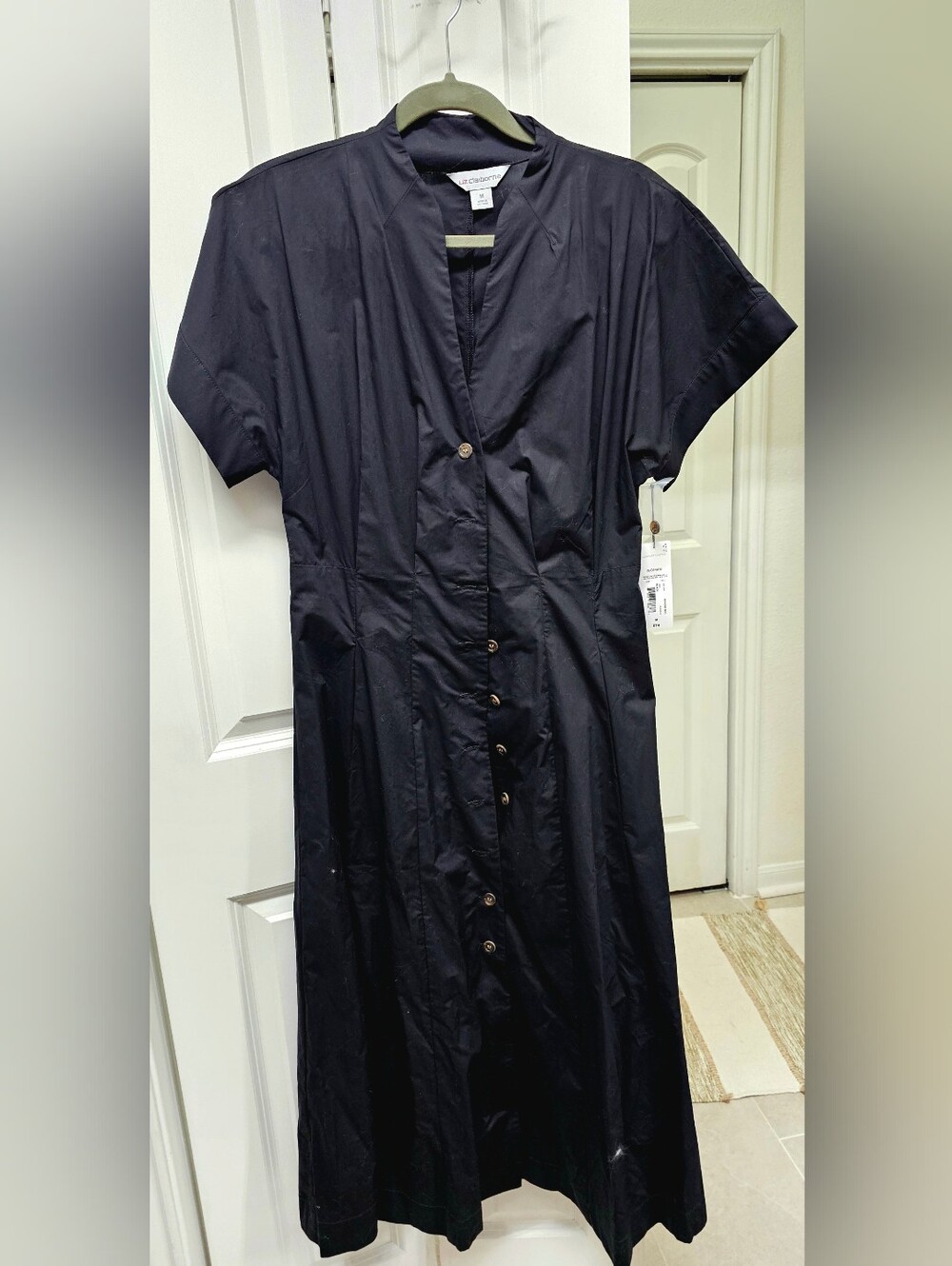 NWT Liz Claiborne Black Button-Front Maxi Dress